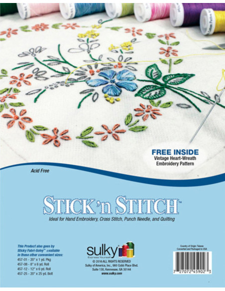 Juego de 12 hojas hidrosolubles, adhesivas e imprimibles A4 Stick N Stitch Sulky