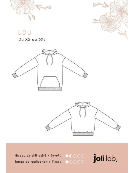 Patrón de sudadera con capucha Lou - Joli Lab