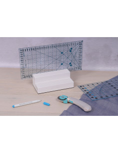 Cajón de madera blanca con 10 ranuras para reglas de patchwork 2