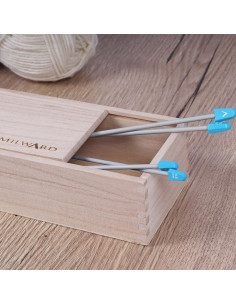 Caja de almacenamiento de madera para agujas de tejer