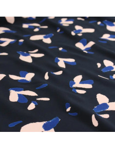 Tejido popelina de viscosa Pétali azul marino - Églantine & Zoé