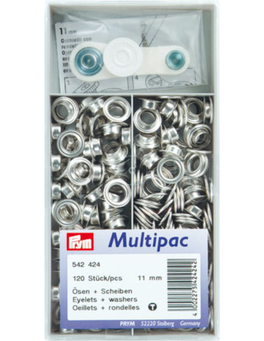 Multipack de 120 ojales con arandelas de 11 mm - Plata