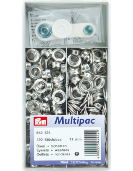 Multipack de 120 ojales con arandelas de 11 mm - Plata