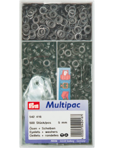 Multipack de 500 ojales con arandelas de 5 mm - Negro