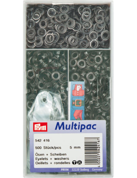 Multipack de 500 ojales con arandelas de 5 mm - Negro