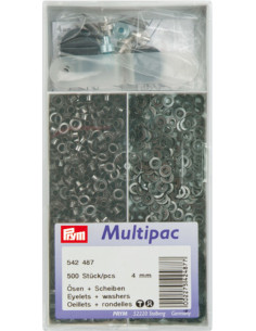 Multipack de 500 ojales con arandelas de 4 mm - Negro