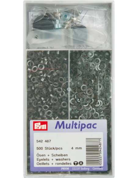 Multipack de 500 ojales con arandelas de 4 mm - Negro