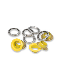Caja de 15 ojales con arandelas de 11 mm - Amarillo