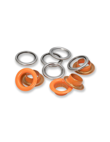 Caja de 15 ojales con arandelas de 11 mm - Naranja