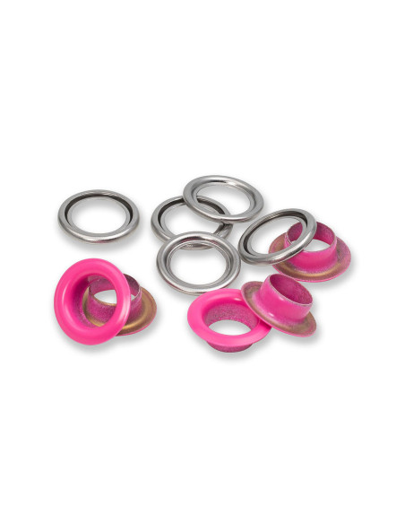 Caja de 15 ojales con arandelas de 11 mm - Fucsia