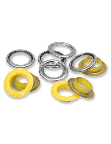 Caja de 15 ojales con arandelas de 14 mm - Amarillo