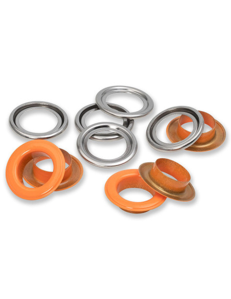 Caja de 15 ojales con arandelas de 14 mm - Naranja