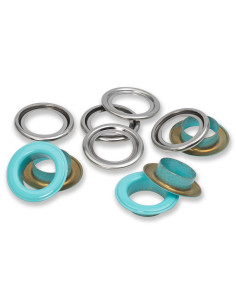 Caja de 15 ojales con arandelas de 14 mm - Menta