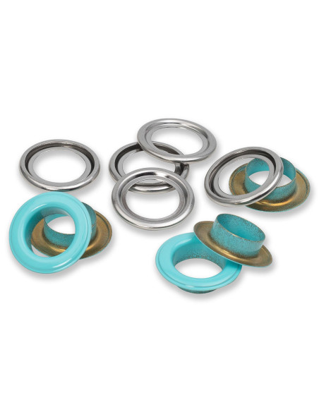 Caja de 15 ojales con arandelas de 14 mm - Menta