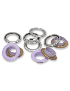 Caja de 15 ojales con arandelas de 14 mm - Lila