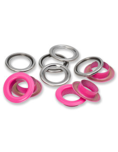Caja de 15 ojales con arandelas de 14 mm - Fucsia