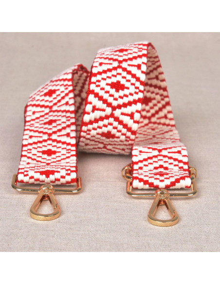 Correa de bolso con mosquetones - Étnico rojo
