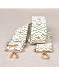Correa de bolso con mosquetones - Étnico verde