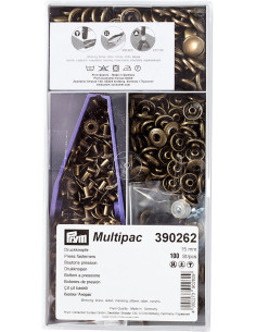 Multipack de 100 botones de presión Anorak - Latón 15 mm