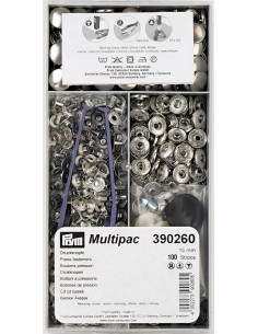 Multipack de 100 botones a presión Anorak - Plata 15 mm