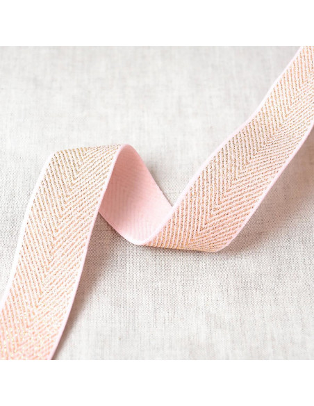 Elástico chevron metálico - Rosa y oro