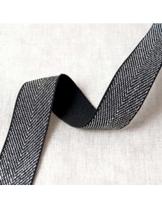 Elástico chevron metálico - Negro y plata