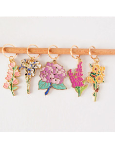 Juego de 5 anillos marcadores de puntos - Flores de primavera