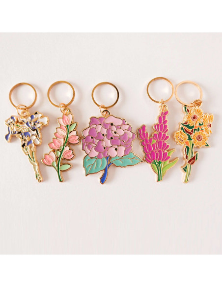 Juego de 5 anillos marcadores de puntos - Flores de primavera