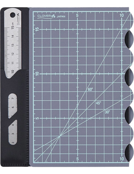 Alfombrilla de corte plegable Clover con regla de metal - 18 cm x 29 cm