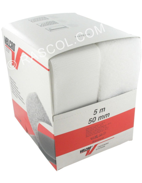 VELCRO® Marca para coser blanco 50 mm de ancho caja de 5 metros