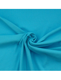 Tejido de punto de algodón acanalado - Azul turquesa