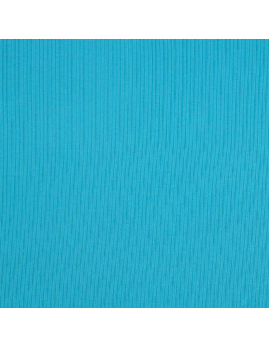 Tejido de punto de algodón acanalado - Azul turquesa