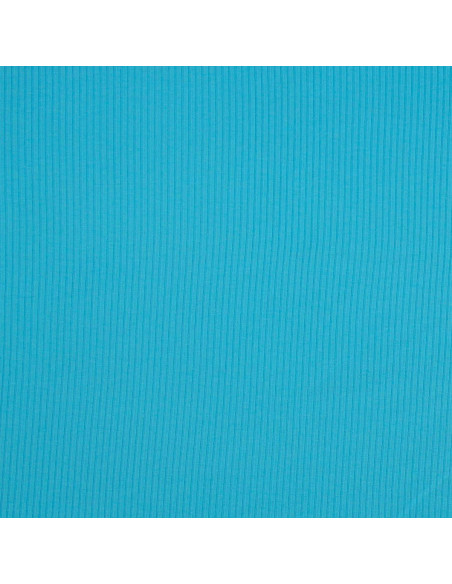 Tejido de punto de algodón acanalado - Azul turquesa