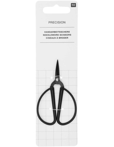 Tijeras de bordar con grandes anillos negros Rico Design 9 cm