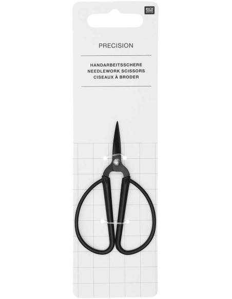 Tijeras de bordar con grandes anillos negros Rico Design 9 cm