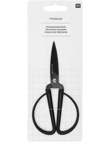 Tijeras de precisión con grandes anillos negros Rico Design 14 cm