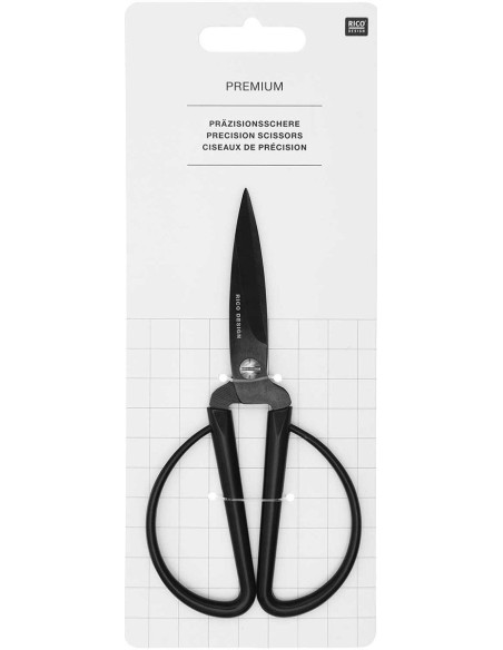 Tijeras de precisión con grandes anillos negros Rico Design 14 cm