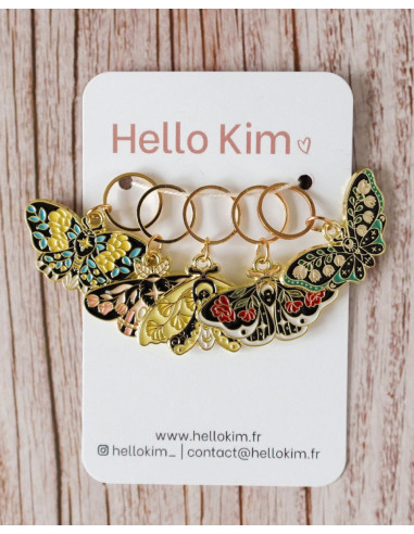 Conjunto de 5 anillos marcadores de puntos - Mariposas