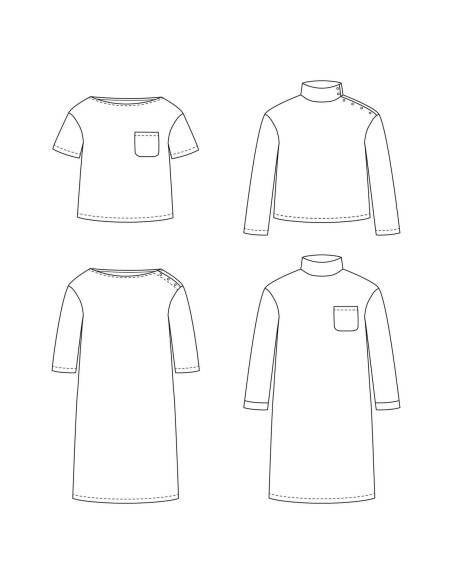Patrón de camiseta o vestido marinero Quiberon - Ikatee