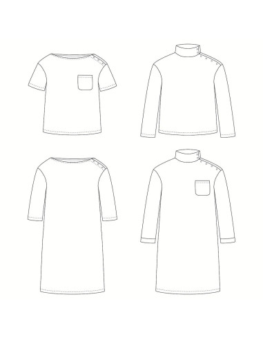 Patrón de camiseta o vestido marinero Quiberon Kids - Ikatee