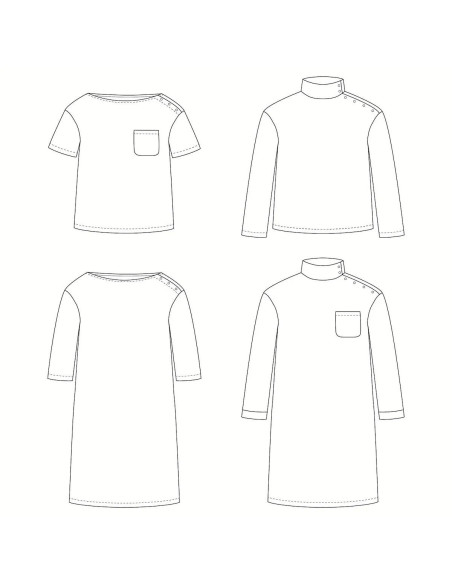 Patrón de camiseta o vestido marinero Quiberon Kids - Ikatee