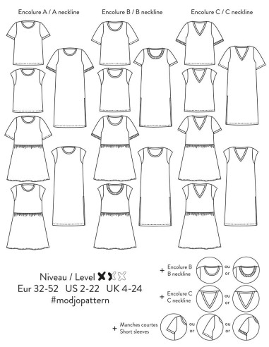 Patrón de camiseta y vestido Modjo - Atelier Scämmit