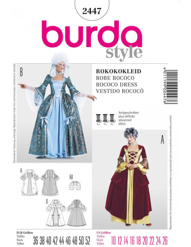 Patrón vestido rococó - Burda 2447