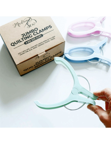 Juego de 6 pinzas de acolchado extra grandes Jumbo Madam Sew