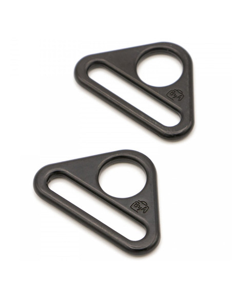 Juego de 2 anillos triangulares pasantes de 25 mm negro