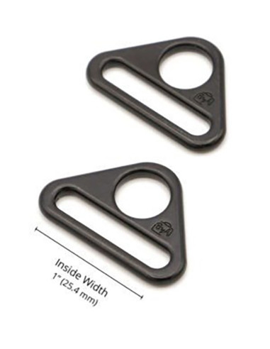 Juego de 2 anillos triangulares pasantes de 25 mm negro