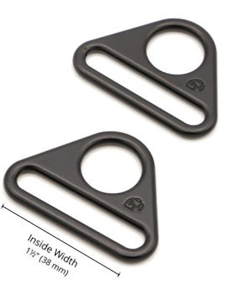 Juego de 2 anillos triangulares pasantes de 38 mm negro
