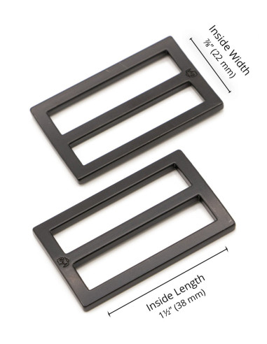 Juego de 2 hebillas deslizantes 22 x 38 mm negro