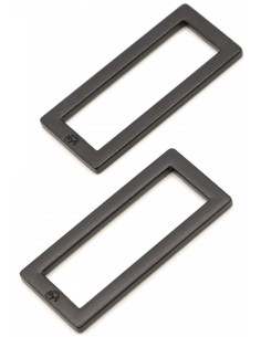 Juego de 2 hebillas rectangulares 13 x 38 mm negro