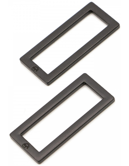 Juego de 2 hebillas rectangulares 13 x 38 mm negro